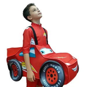 Kids Red Racing Car Costume Realistic Car Detail Soft Foam Structure Polyester Dress up Parade CE CPC UKCA Factory Supply