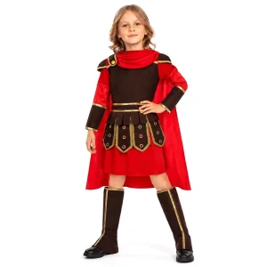 Kids Roman Gladiator Warrior Armor Costume Halloween Boys Cape Children Game Costumes