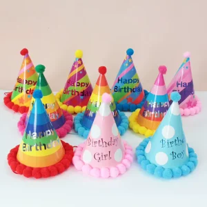 Kids’ Round Party Decor Supplies Colorful Birthday Hats for Christmas and Birthdays