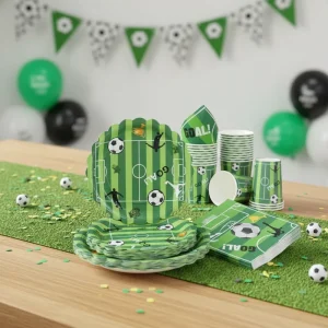 Kids Soccer Birthday Tableware Set 25pcs Disposable Plates Cups Food Grade for Children’s Celebration