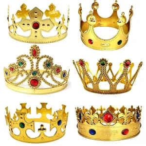 King’s Crown Plastic Gold Silver Diamond Set Birthday Ball Party Dress up Halloween Headwear BS068