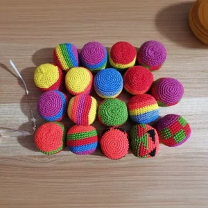 Knitted Footbags Colorful Crochet Foot Bag Kick Balls Small Kick Sack for Juggling Practice for Adults and Beginners