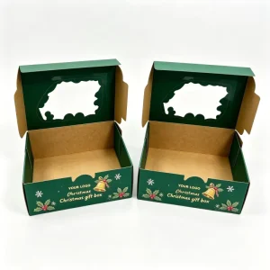 Kraft Paper Christmas Gift Box with Transparent Window Dessert Packaging Eco Friendly Window Box