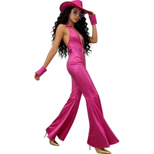 L 70s Retro Disco Jumpsuit Flare Pants Outfit Party Festival Rave Dance Performance Halloween Cosplay Stage Hippie Costume