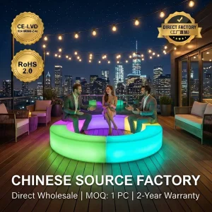 LED 16 Colors Party Lights Waterproof Curved Modular Bench Segment Sofa for Beach Resort Club Party Wedding Event OEM