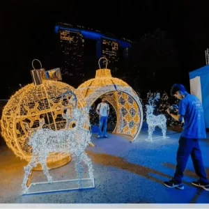 定制防水超大户外中国铁制灯笼，LED树形圣诞和万圣节节日灯