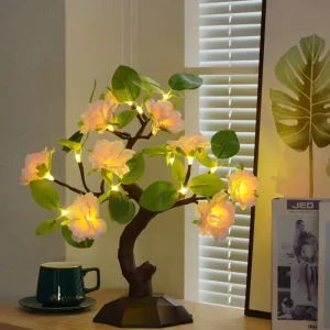 LED Artificial Tree Table Lamp Touch Dimmable Rechargeable Battery Night Light Home Party Wedding Decoration