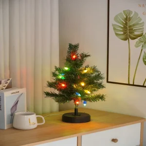 LED Battery Powered Artificial Tree Lamp Touch Dimmable Home Festival Decor Night Light