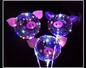 LED Bobo Balloons Cartoon Transparent Luminous Toy Party Decoration PVC Cartoon Bouncy Balloon Wedding Valentines Party Supplies