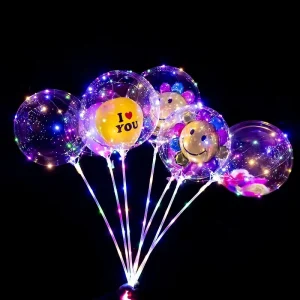 LED Bobo Balloons Light up Balloons Clear Helium Bubble Bobo Glow with String Lights for Parties Birthday Wedding Decoration