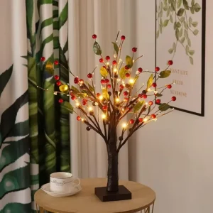 LED Bonsai Tree Lamp Touch Dimmable USB Battery Powered Artificial Tree Night Light Indoor Decorative Table Lamp