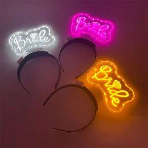 LED Bride Headband Diwali Battery Powered Indoor Use Glowing Headbands Women Bridal Shower Decor Photo Props