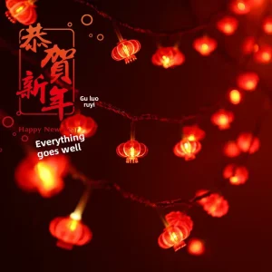 LED Chinese New Year Festival Decorations Red Lantern String Lights for Spring Festival Small New Year Lights