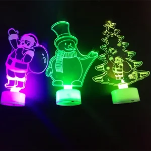 LED Christmas Decorations Lights Glowing Colorful Acrylic Tree Snowman Santa Gifts Party Decoration