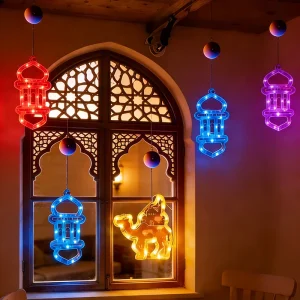 LED Christmas Decorative Lights Star and Moon Castle Camel Suction Cup Window Lantern 20cm 100 Hours