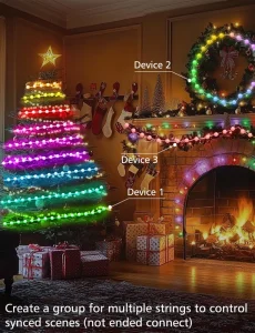 LED Christmas Music Sync String Light IP44 RGB Globe String Lights Customized Length for Festive Holiday Decorations