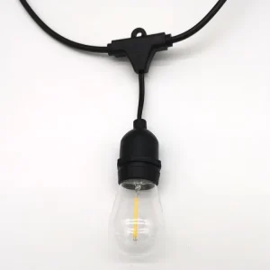 LED Christmas Party Garland Lights Black Round Wire Solar Garden Festoon Lights Outdoor Holiday Lighting