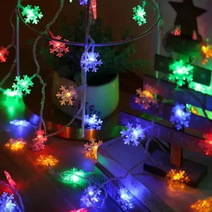 LED Christmas Snowflakes String Light Christmas Room Decor Lights Decoration Battery Operated Outdoor Lighting for Holiday Party