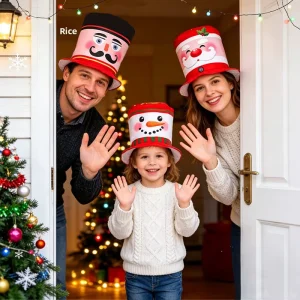 LED Christmas Snowman Hat Children’s Party Decor Holiday Atmosphere Costume Prop Polyester Cartoon Cross Border