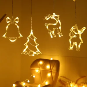 LED Christmas String Lights Instagram style Window Display Suction mount Chandeliers Creative Holiday Decor Battery operated
