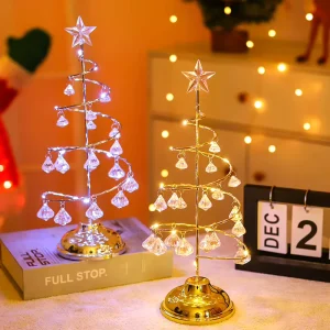 LED Christmas Tree Night Light Halloween New Year Decoration Crystal Diamond Lamp Acrylic Table Lamp