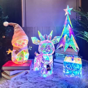 LED Christmas Tree, Snowman and Present Ornaments