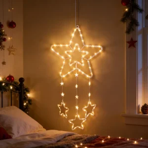 LED Christmas Window Lights Decorations Christmas Hanging Warm White Lighted Decoration Light
