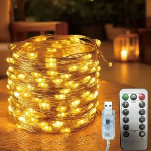 LED Color String Lights USB Powered Remote Control Star Shaped Copper Wire Christmas Decor Mood Setting Dimmable Lighting