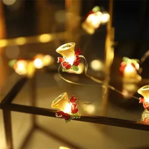 LED Copper String Christmas Sleigh Snowman Santa Claus Deer Xmas Tree Decoration Lights Indoor Party Holiday Flashing Light 3m