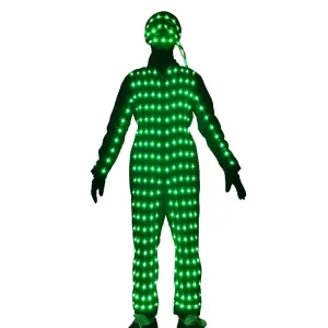 LED Costume with Wide Brimmed Hat Unisex Adult USB Charging Outfit for Halloween Party Festival Nightclub Performance