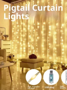 LED Curtain Fairy Lights Wire String Waterfall Lights Wedding Background Christmas Holiday Birthday Decor