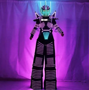 LED Dancing Robot Mascot Costume Multi Color Audible Giant Wearable Suit For Business Trade Show Promotion Exhibition
