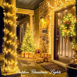 LED Decorative Christmas Light Outdoor IP44 Warm White String Light for Christmas Garden Commercial Entrance Decoration