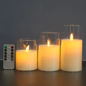 LED Electronic Wedding Candle with Swinging Flame Plated Glass for Proposal and Candlelight Dinner Festive Christmas Lights