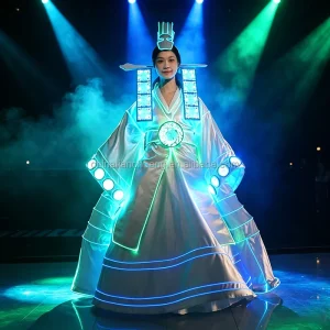 LED Fiber Optic Glowing Korean Stage Costume for Parade Carnival Show Event Theater Dance Performance Party Festival