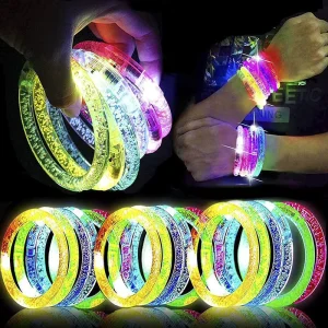 LED Flash Bubble Bracelet Glow Acrylic Wristband Night Market Stall Concert Toy