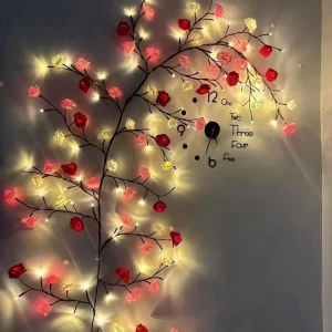 LED Flexible Plastic String Lights Remote Control Photo Styling Featuring Leaves Flowers Perfect Romantic Wall Mounted Decor