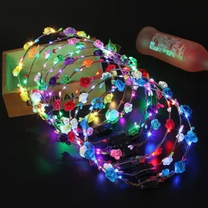 LED Flower Wreath Headwear for Various Party Decorations Including Christmas Halloween Weddings