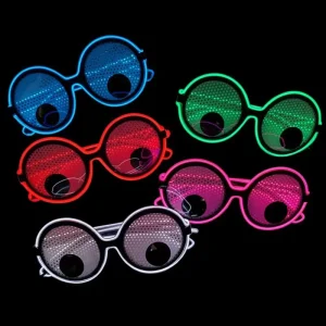 LED Fluorescent Plastic Party Light Frame Movable Cartoon Glasses Neon Music Rave Diwali Easter Christmas Decor AA Battery Funny