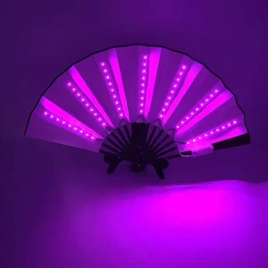 LED Folding Hand Fans with Light up Feature for Halloween Graduation Christmas New Year and Diwali Parties