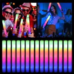 LED Glow Sticks Bulk Colorful RGB Glow Foam Stick Light Stick Cheer Tube Dark Light for Concerts Birthday Wedding Party
