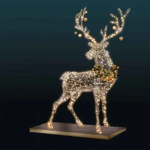 LED Golden Reindeer Sculpture Light Halloween Party Event Decoration Photo Backdrop Festival Animal Figure Warm White IP65 Rated