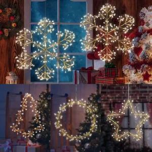 LED Grain Shaped Fireworks Lights Snowflake Stars & Circular Outdoor Decorative Lighting Festival Atmosphere Lights