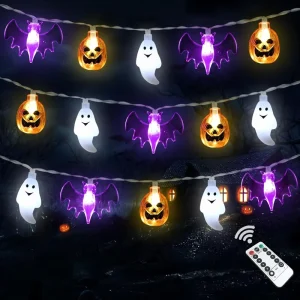 LED Halloween Decoration String Lights Pumpkin Bat Ghost Spider Scary Halloween Party Festive Lighting Decorative Lights