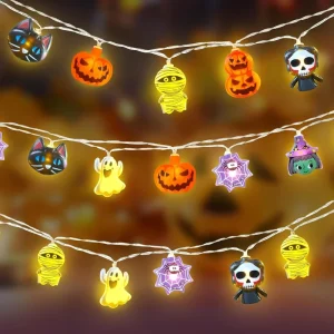 LED Halloween String Lights Fun Halloween Lights Indoor and Outdoor Window and Porch Decorations Festive Lighting Decorative Lights