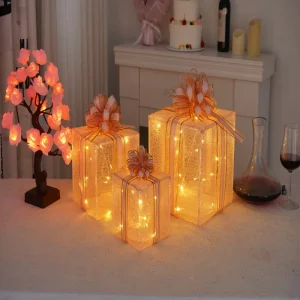 LED Holiday Festival Ornament Lamp Rechargeable Night Light Indoor Atmosphere Decor Light for Gift Box Lighting