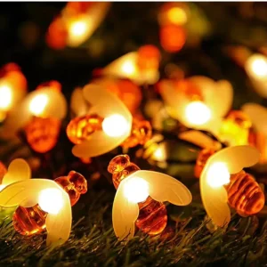 LED Honey Bee Solar Lights Plastic IP44 Waterproof String Light Outdoor Christmas Garden Spring Decorations
