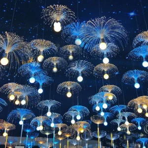 LED IP65 Handwoven Outdoor Elf Fiber Optic Water Mother Lamp Parachute Landscape Street Tree Decoration Festival Lighting