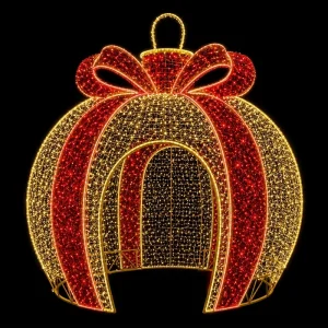 LED IP65 Low Voltage Modular Aluminum CE GS Outdoor Christmas Gift Box Archway Motif Light Waterproof Bow Top Decor for Mall