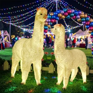 LED IP65 Simulation Alpaca & Reindeer FRP Outdoor Christmas Festival Decoration for Garden Landscape Street